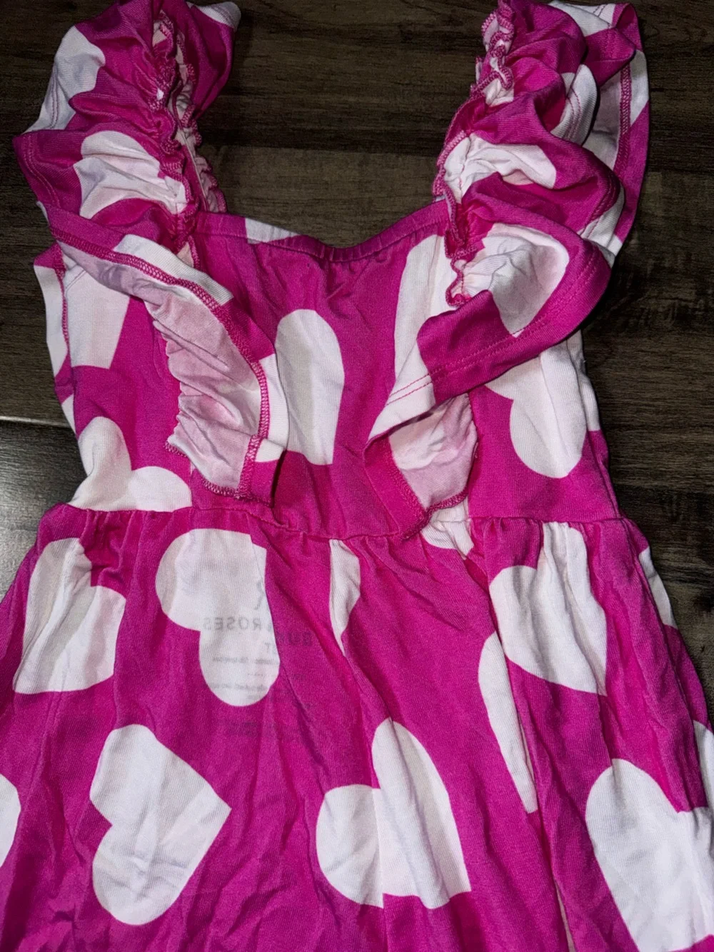 Bums & Roses 3T Hot Pink Hearts Flare Leg Romper Bamboo Retired Drop